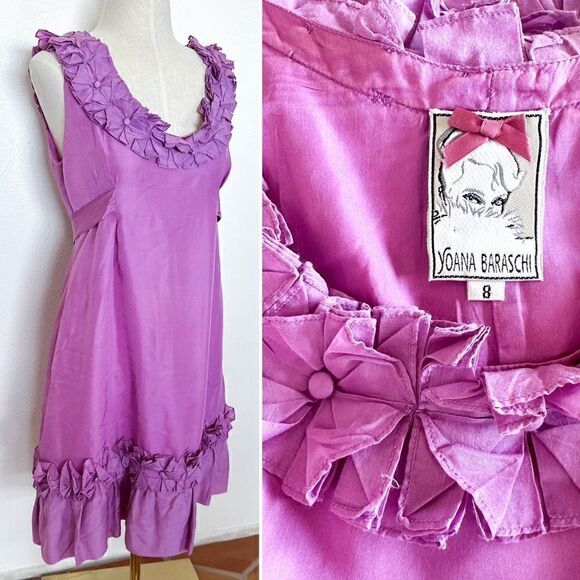Anthropologie Yoana Baraschi Lilac Origami Silk Dress 8 - Picture 1 of 3